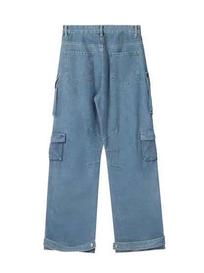 Y2K Cargo Jeans | Baggy Wide-Leg Multi-Pocket Denim | Women's Harajuku Streetwear Pants