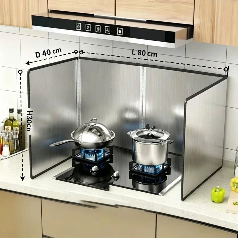 Kitchen Stove Splatter Guard Foldable Oil Splash Shield Grease Protector Heat Resistant Cooking Barrier for Gas Stove Cooktop