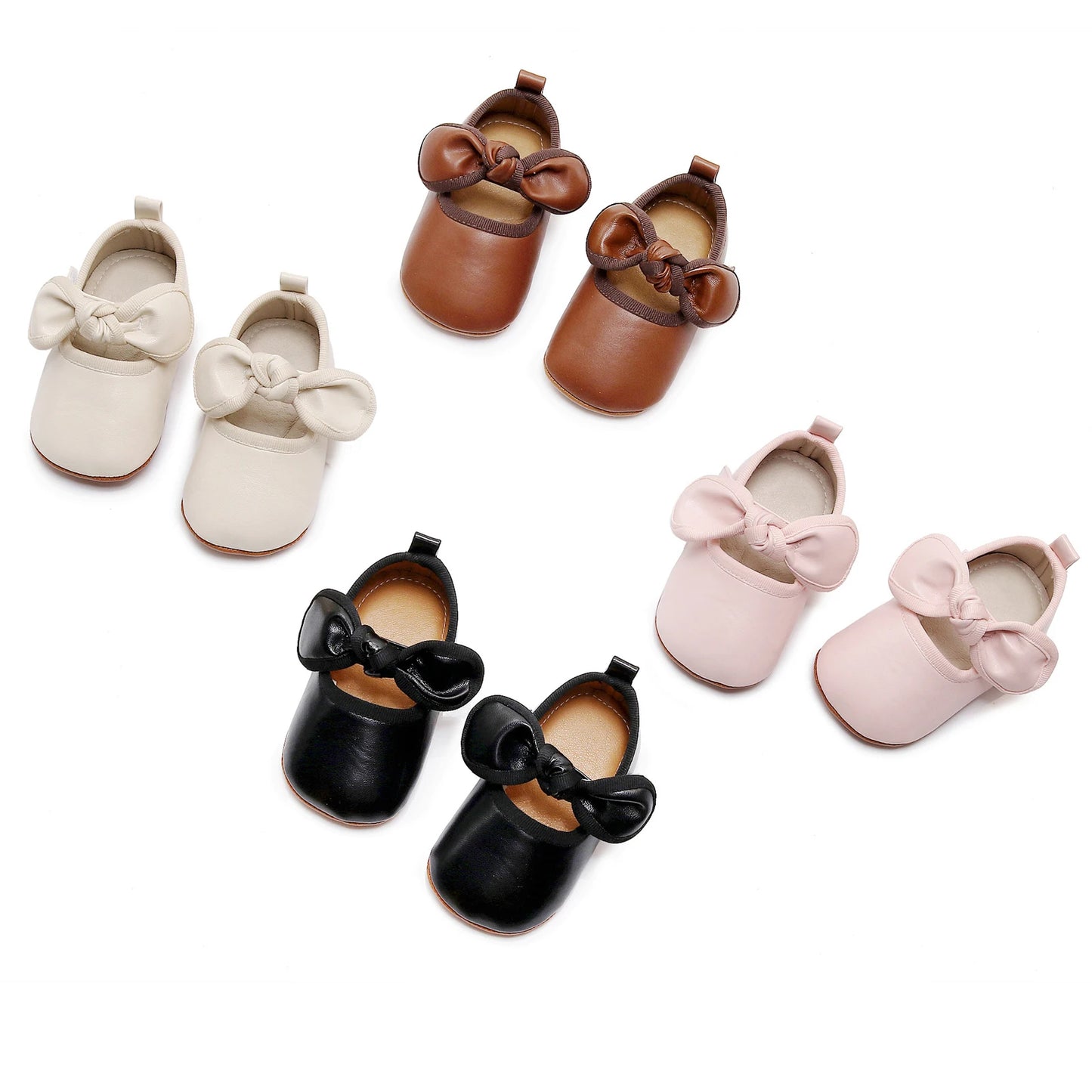 Citgeett Autumn Infant Baby Girl Princess Dress Shoes Leather Bowknot Flats Crib Shoes Non-Slip Shoes