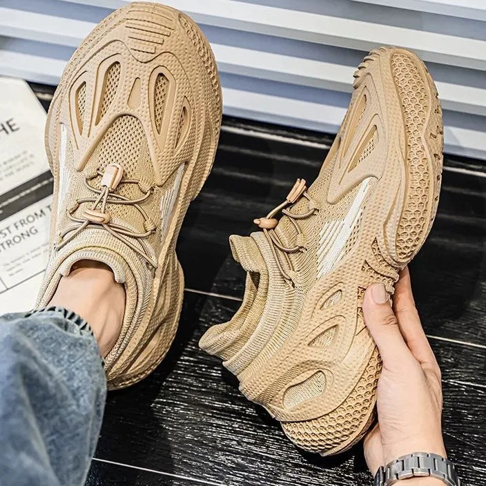 Men's shoes new breathable mesh sports shoes trendy one foot casual thick soled sports shoes dad shoes