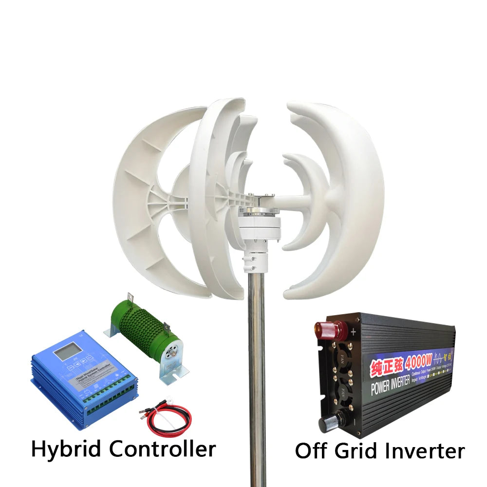 3000W Wind Turbie Generator 12V 24V 48V With Free MPPT Controller PV Solar Panel Off Grid System Free Energy 220V For Home