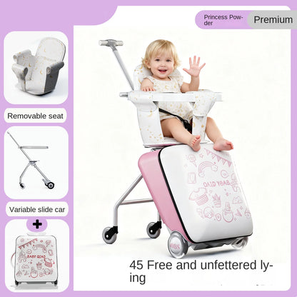 Children Travel Suitcase PP Material Sit to Ride On Rolling Luggage Carry-on Cabin Suitcase for Kids