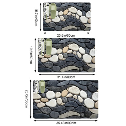 Pebble Pattern Diatomite Rug Floor Mats Absorbent Kitchen Doormat Non-Slip Bathroom Living Room Mat 2D Rubber Backing Carpet