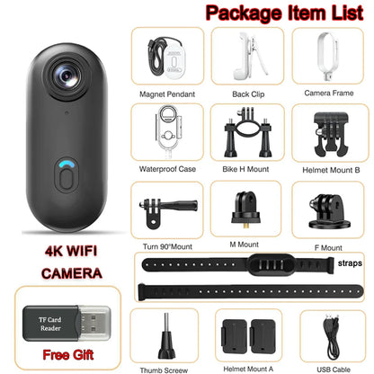 4K HD Motorcycle Mini Recorder Finger WIFI Action Camera Lightweight POV Motorcycle Road Sport Cam Bicycle Vlog Pet Body Camera