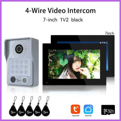 ANJIELO 4-Wire Video Intercom System with 10-inch Touch Screen 5-in-1 Unlock Tuya Smart APP Control IP65 Waterproof Night Vision