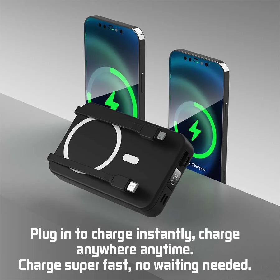 10000mAh Magnetic Wireless Portable Power Bank, 22.5W Fast Charging For All Smartphones, Mobile Power Supply With Back Clip & Foldable Stand Desktop Charger