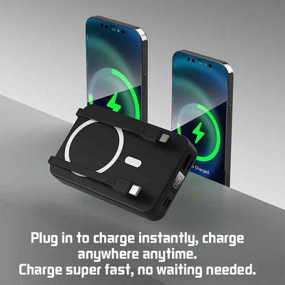 10000mAh Magnetic Wireless Portable Power Bank, 22.5W Fast Charging For All Smartphones, Mobile Power Supply With Back Clip & Foldable Stand Desktop Charger