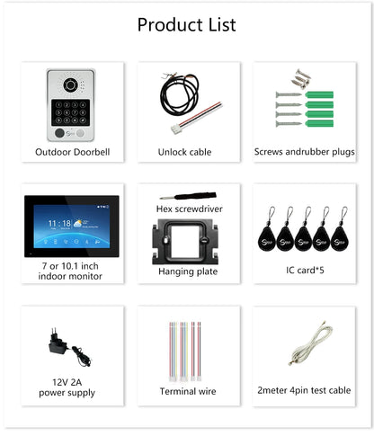 ANJIELO 4-Wire Video Intercom System with 10-inch Touch Screen 5-in-1 Unlock Tuya Smart APP Control IP65 Waterproof Night Vision