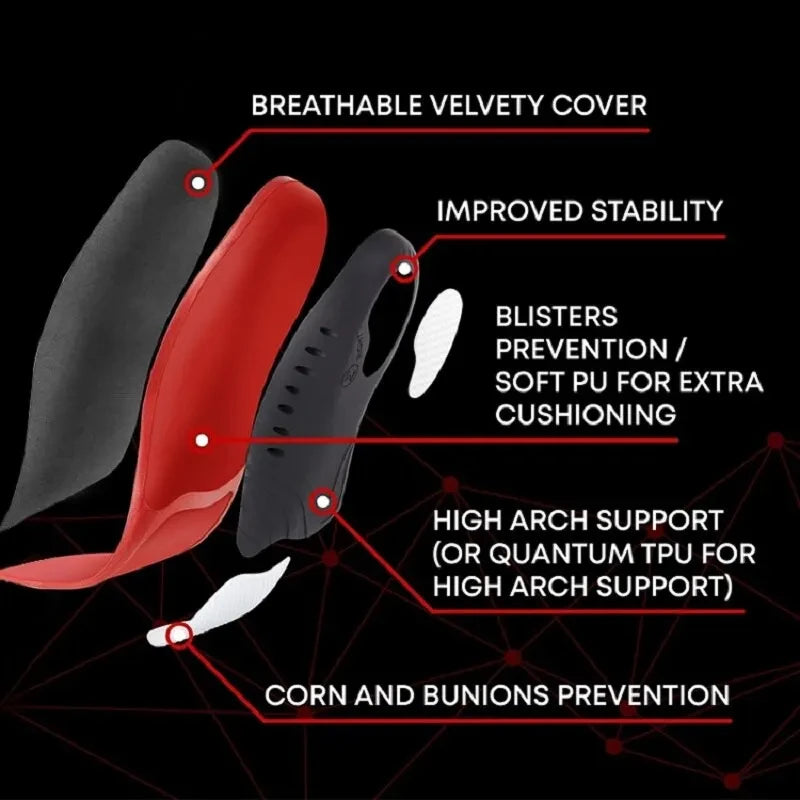 1Pair Premium 220+lbs Heavy Duty Arch Support Insoles Orthopedic Sport Insoles for Feet PU Gel Shock Absorption Sole Pads