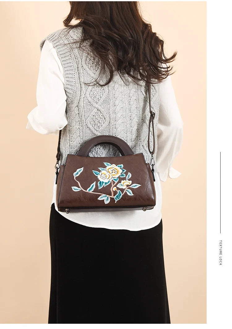 Luxury Designer Handbag Women Embroidered Shoulder Bag High-quality PU Diagonal Cross Bag Holiday Gift Office Handbag Handtasche