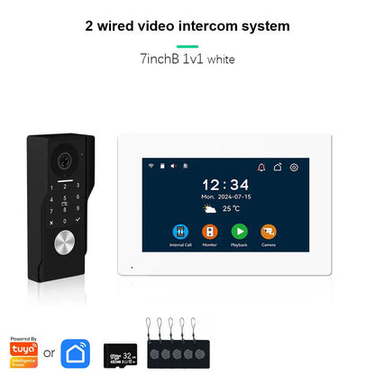 ANJIELO 2-Wire Video Door Phone with TUYA App IC Card PIN Unlock 24 IP Camera Support Smart Video Intercom System for Home 1080P