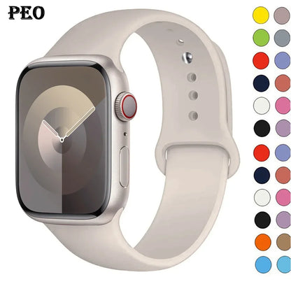 Silicone Band For Apple Watch strap 44mm 45mm 40mm 41mm 42-38mm 45 mm sport bracelet iwatch series 8 7 6 5 4 3 SE 9 Ultra 2 49mm