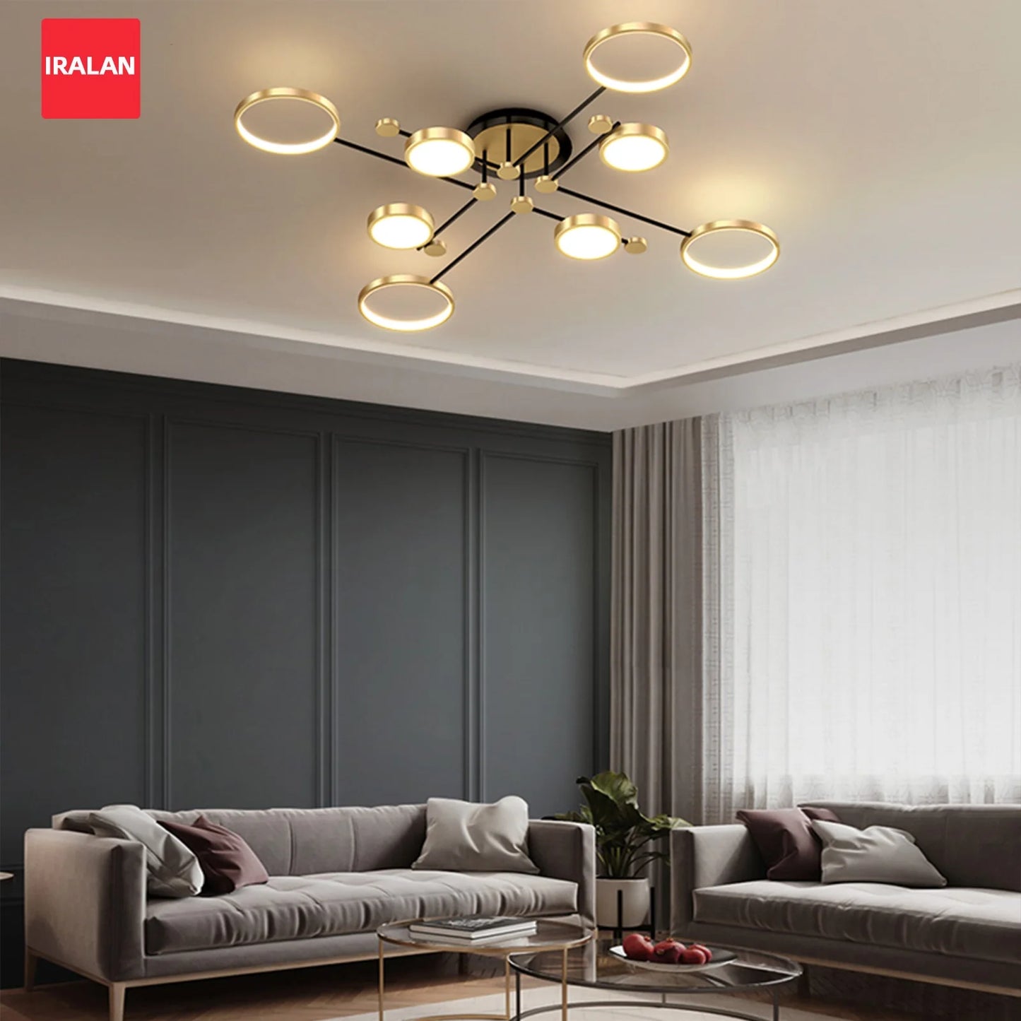 Interior Led Ceiling Lights Golden Smart Remote Control Dimming Ceiling Chandelier Home Lighting Fixture Bedroom Kitchen Lamp