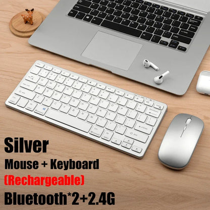 New 2.4G Wireless Rechargeable Silent Wireless Keyboard and Mouse Set, Compact Ergonomic Keyboard Mouse for Office/Home