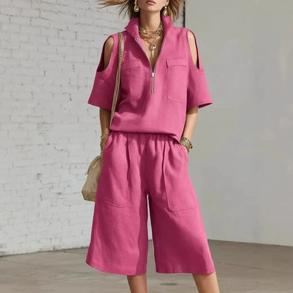 2026 Summer Cross Border New Foreign Trade Women's Clothing Short Sleeve Shorts Shirt Loose Pants Two Piece Sets Casual Clothes