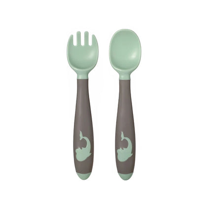 BPA Free Infant Baby Kids Children Feeding Training Non-Slip Flexible Twisting Fork Spoon Tableware