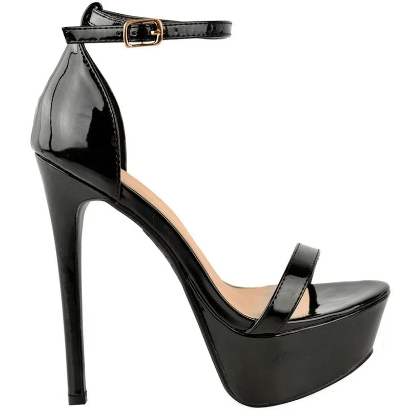 LOSLANDIFEN Women Sandals Sexy Open Toes 14cm Supper High Heels Peep Toes Platform Stilettos Party Wedding Shoes Plus Size 43 44
