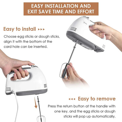Multifunctional 7 Speed 100W Electric Handheld Mixer Egg Beater Automatic Cream Food Cake Baking Dough Mixer Food Blender Mixer