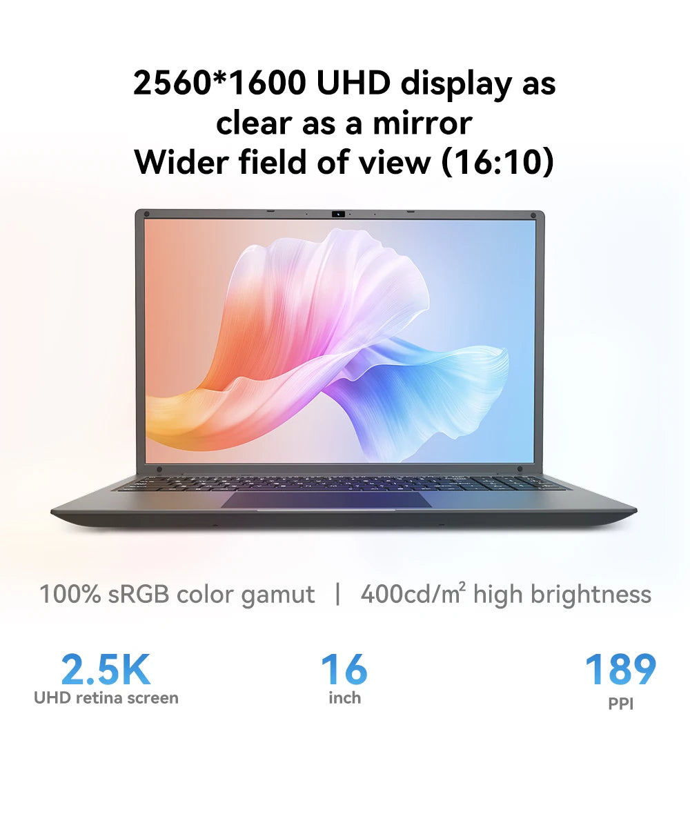 16 Inch Laptop Intel Core I5-1240P CPU 2.5K IPS Display Windows 11 Notebook Portable Business Laptop 16GB RAM 512GB/ 1TB ROM For Student, Business, USA Local Shipping
