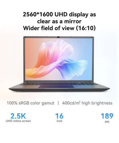 16 Inch Laptop Intel Core I5-1240P CPU 2.5K IPS Display Windows 11 Notebook Portable Business Laptop 16GB RAM 512GB/ 1TB ROM For Student, Business, USA Local Shipping