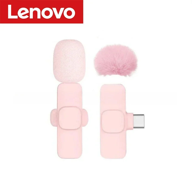 Lenovo 2026 Wireless Lavalier Microphone AI Noise Cancelling For iPhone Android Live Stream Gaming Vlog Plug & Play Receiver