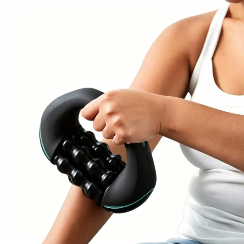 Electric Roller Massager Handheld Massage Deep Tissue Muscle Relax Portable Cordless Rechargeable 3 Speed Adjustable Massager for Back Shoulder Leg Body Sore Muscle Relief Home Office Gym Travel Daily Use Black
