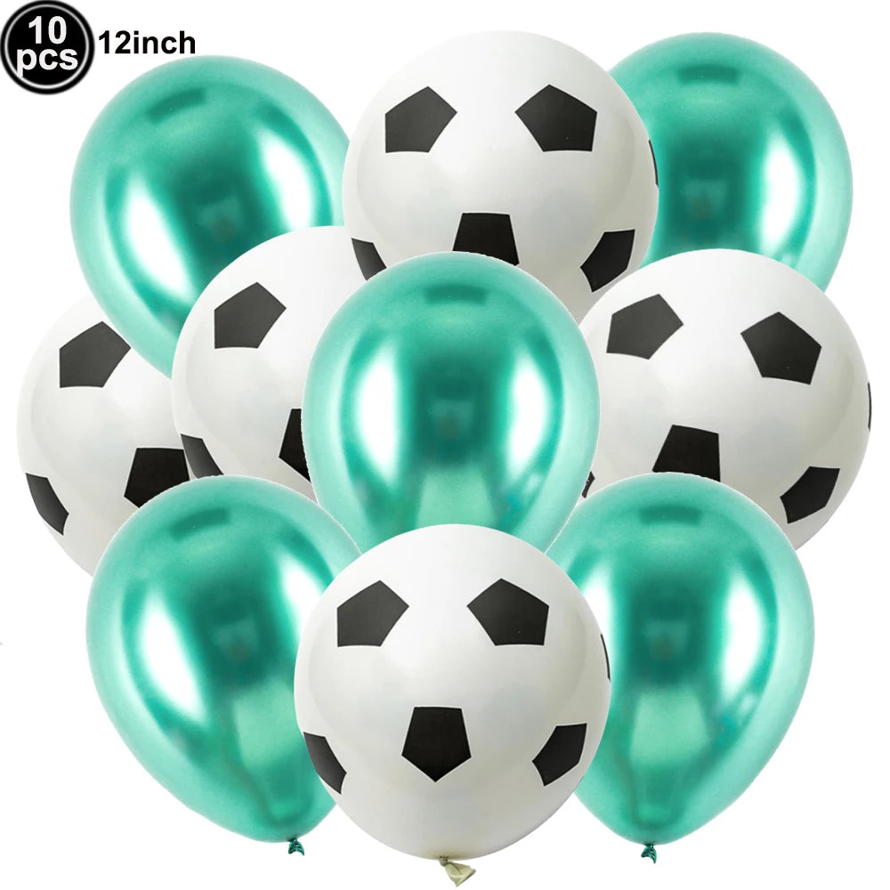 10Pcs 12inch Soccer Balloons Red Blue Black White Confetti Football Latex Balloon Boy Soccer Birthday Party Baby Shower Decor