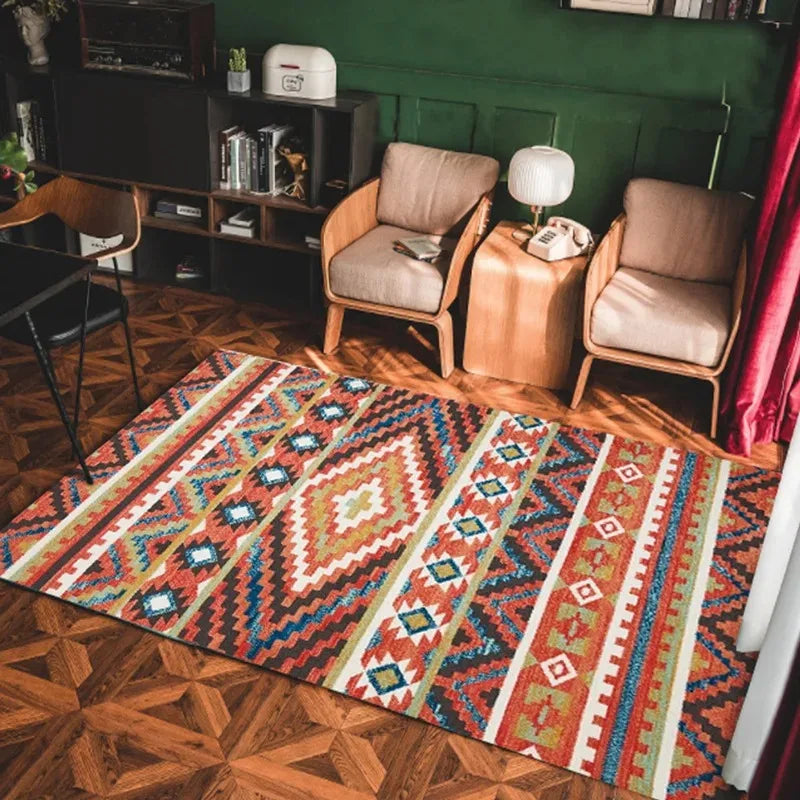 Bohemian Style Non-slip Rug Pastoral Persian Style Non-slip Doormat Suitable for Living Room Sofas and Bedroom Coffee Tables