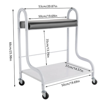 2-Tier Foot Bath Spa Trolley Cart Portable Pedicure Footrest with 4 Wheels Beauty Salon Nail Stand for Pedicures Massages Toenail Care, Load 100 kg/220.46 lbs