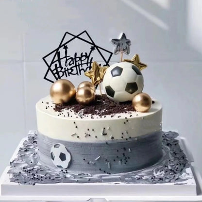 Aomily 6 cm Toy Food Grade Silicone Basketball Football Cake Topper Birthday Party Cake Decoration for Kids Party Decorating
