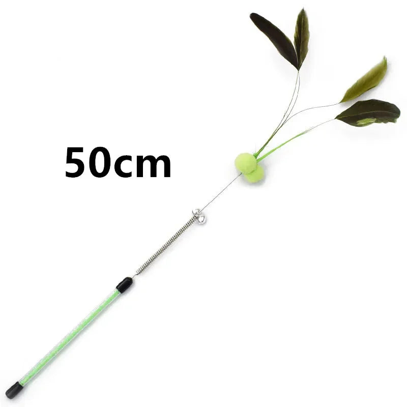 Cat Toy Spring Cat Toys Interactive Steel Wire Feather Toys for Cats Teaser Funny Feather Cats Toy Stick Plush Ball Pet Supplies