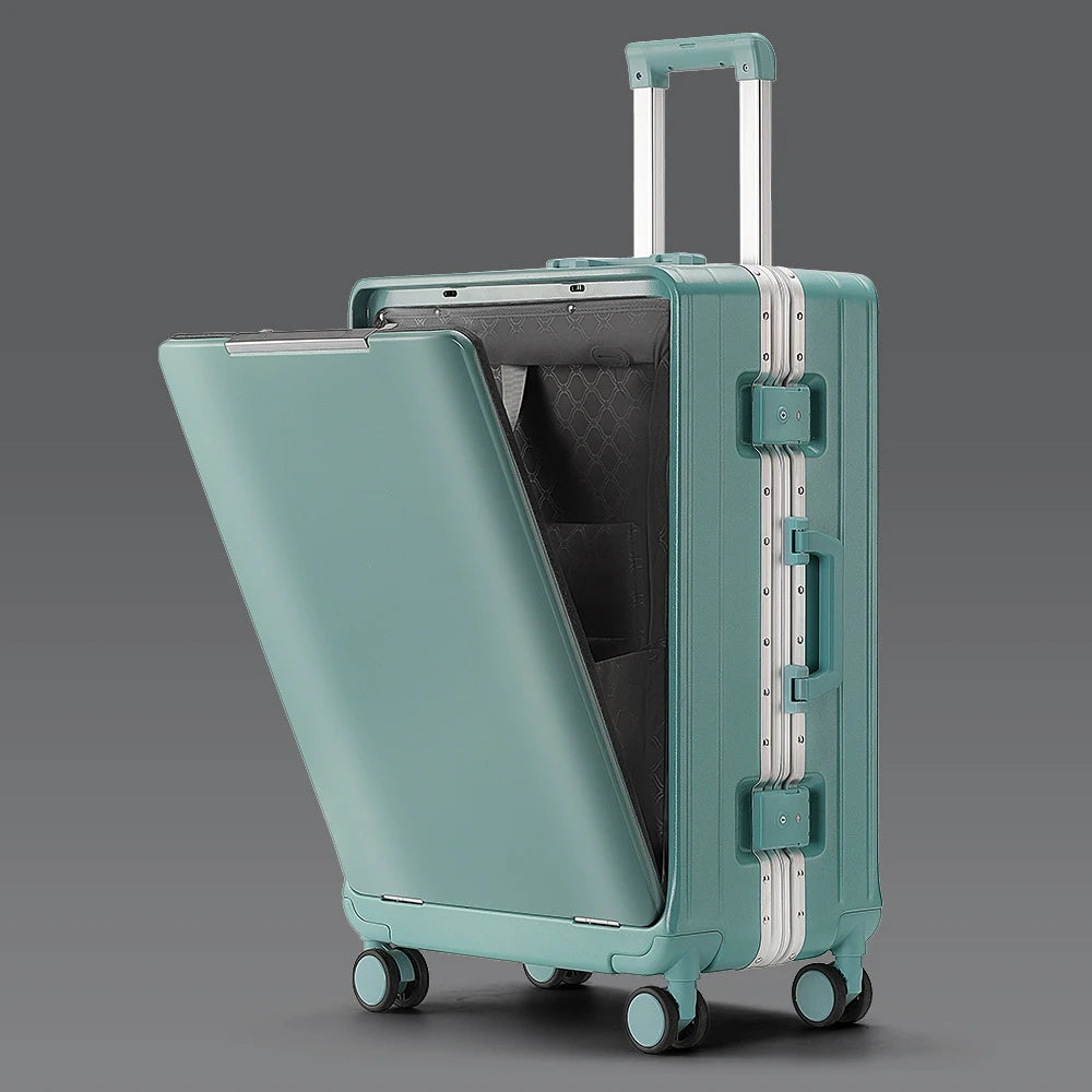 KLQDZMS 20 Inch Portable Front Opening Suitcase With Large Capacity 24 Inch Business Trip Travel Cabin Rolling Luggage Bag
