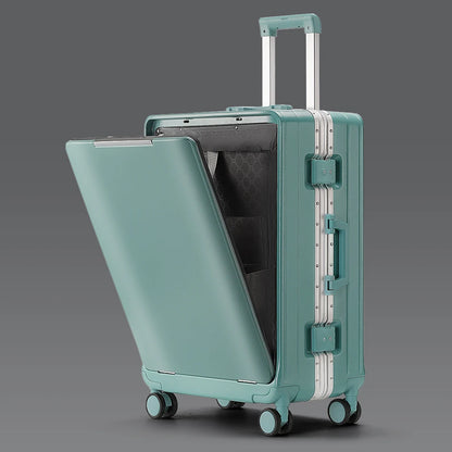 KLQDZMS 20 Inch Portable Front Opening Suitcase With Large Capacity 24 Inch Business Trip Travel Cabin Rolling Luggage Bag