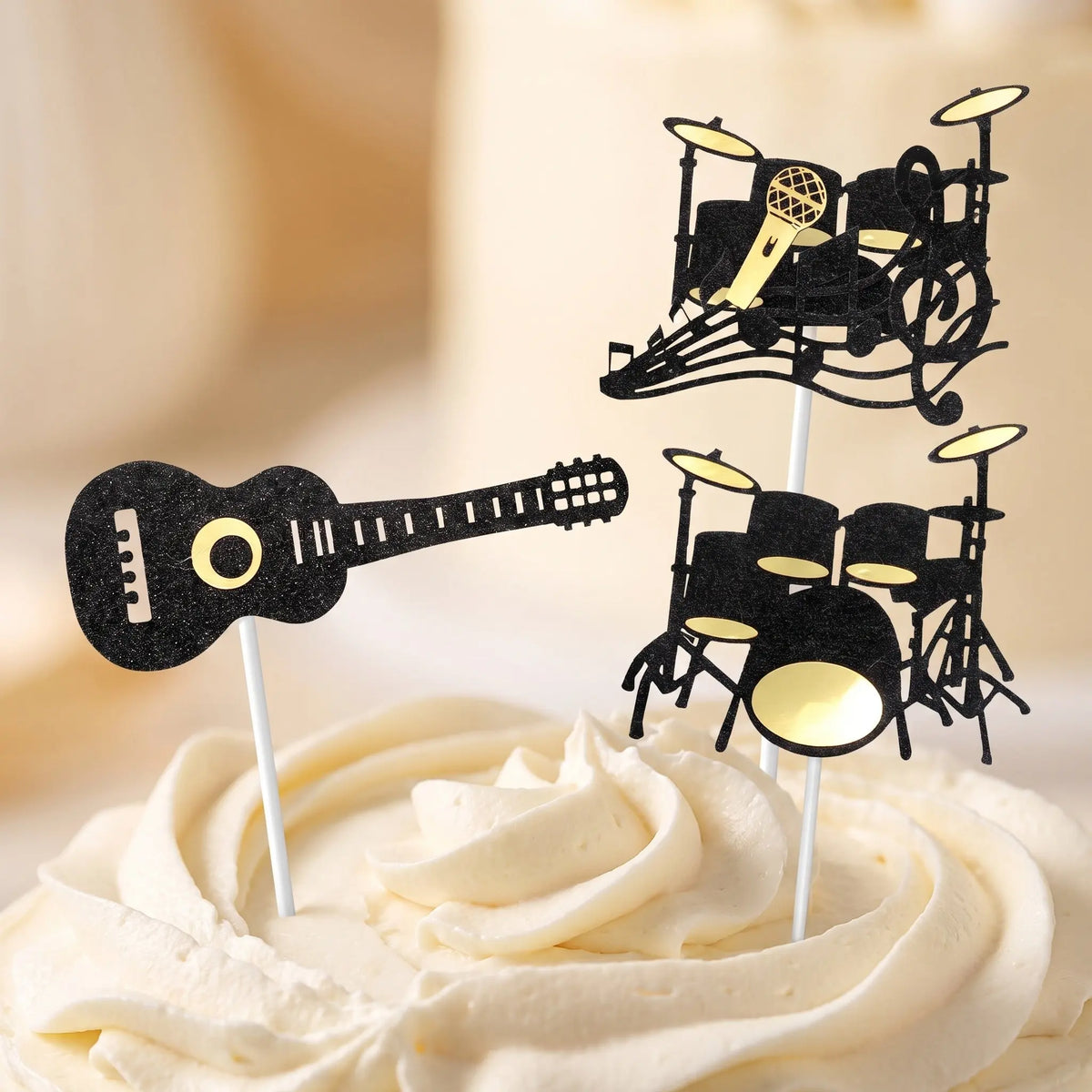32 Pcs Music Party Decoration Kit Instrument Cake Decorations Cupcake Decorating Accents Note Instruments Musical Birthday