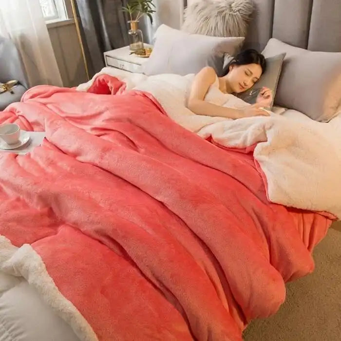 Double-Sided Wool Throw Blanket - White Dark Gray Warm Queen Duvet Cover For Winter, Ideal For Camping & Bedspreads
