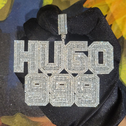 Customized Iced Out Square Name Pendant Personalized Any Letter Number Necklace Cuban Chain Icy Two Rows Hip Hop Jewelry Gifts