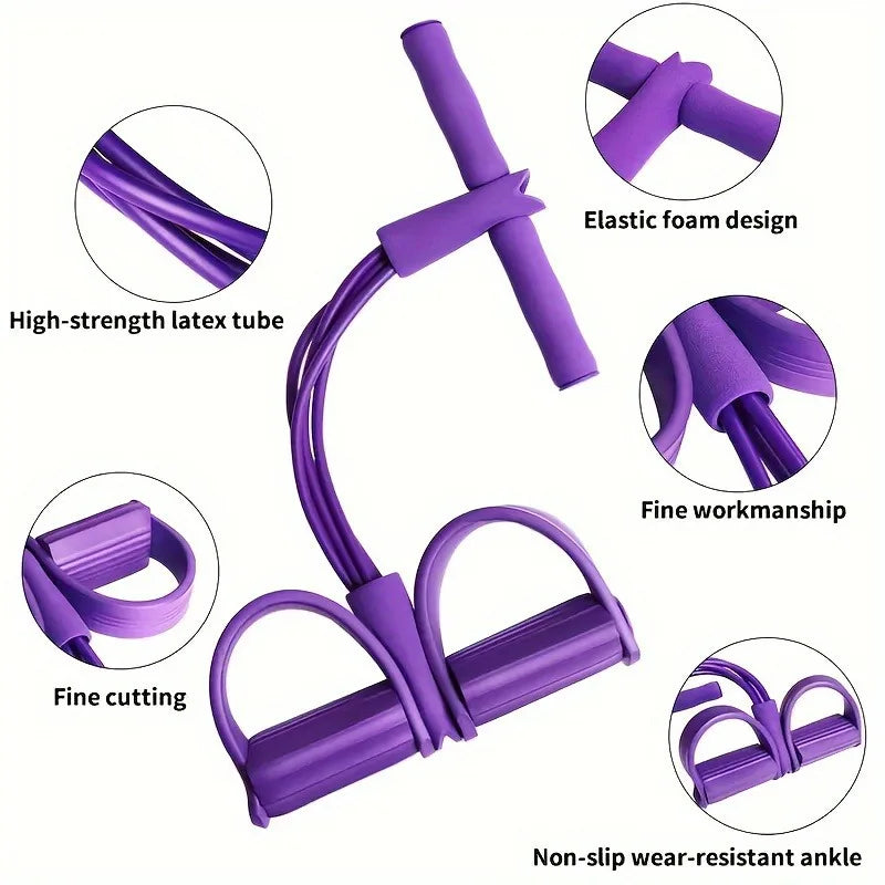 4-Level Resistance Band Tensioner with Non-Slip Handles - Home Fitness Equipment for Abdominal Muscle Training Yoga Abdominal