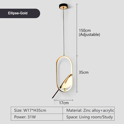 Rotatable Magpie Bird LED Pendant Light for Bedside Bedroom Indoor Gold Silver Hanging Lighting Chandelier Lamps Foyer AC85-265V