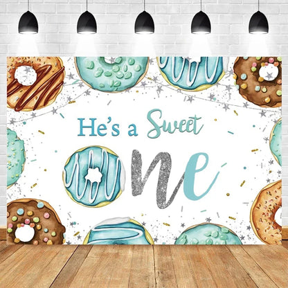 Donut Ice Cream Candy Photography Background 1st Birthday Party Decor Cake Table Banner Children Portrait Photo Studio Props