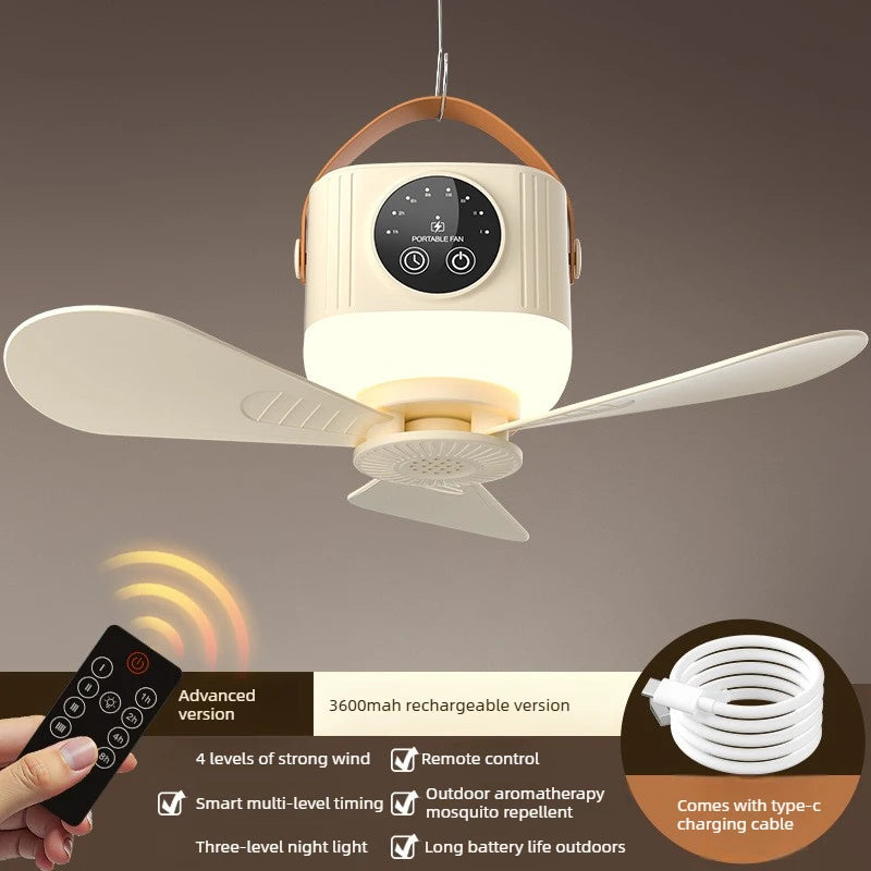 Intelligent Remote Control Ceiling Fan Light Fan Camping Electric Fan Desktop Chandelier Rechargeable Mini Smart Ceiling Light