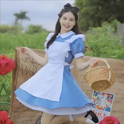 Lolita Dress Maid Apron Fantasia Carnival Halloween Costumes for Women Masquerade Party Alice In Wonderland Cosplay Costume