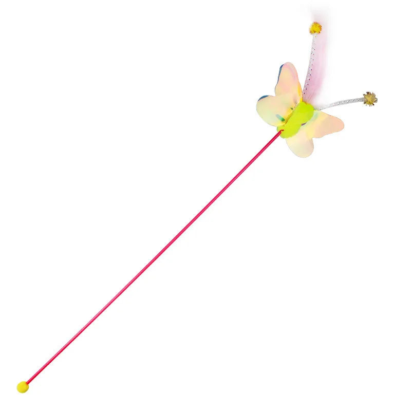 Cat Toy Feather Cats Sticks Insects Toys for Cats Teasing Butterfly Stick Cat Toys Interactive Wool Ball Teaser Toy Pet Products