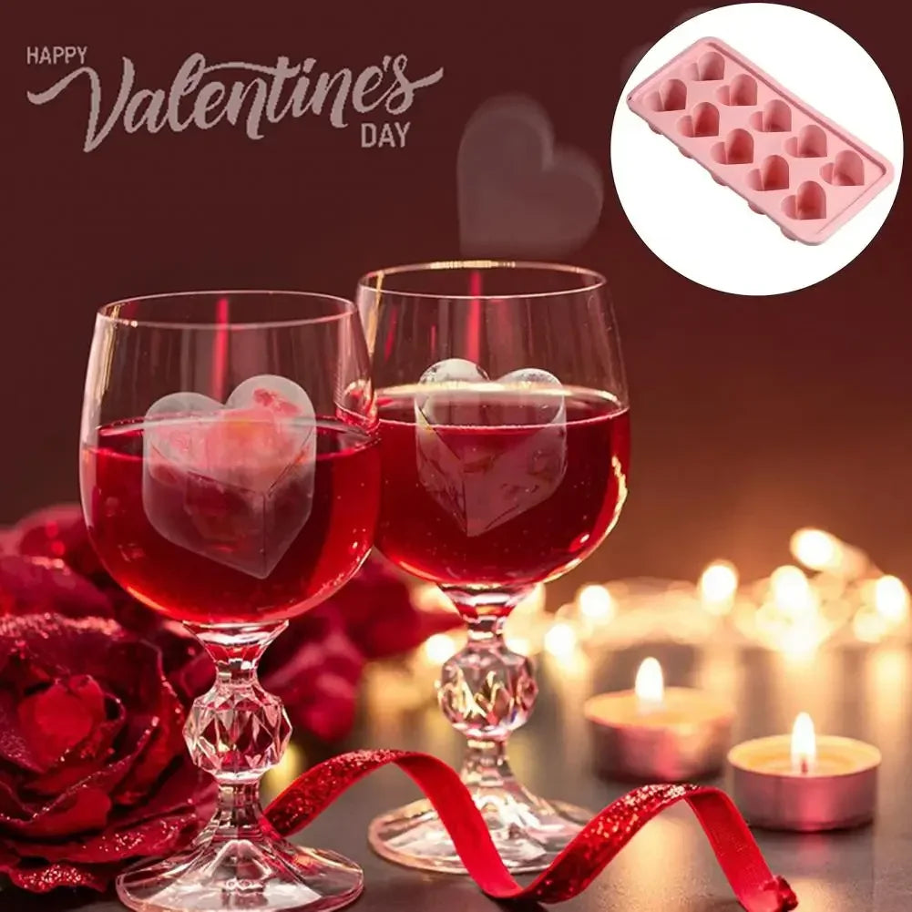10 Grids Heart Shaped Silicone Ice Cube Trays Easy Release DIY Love Heart Ice Cubes Chocolate Candy Mold For Cocktails Ice Maker