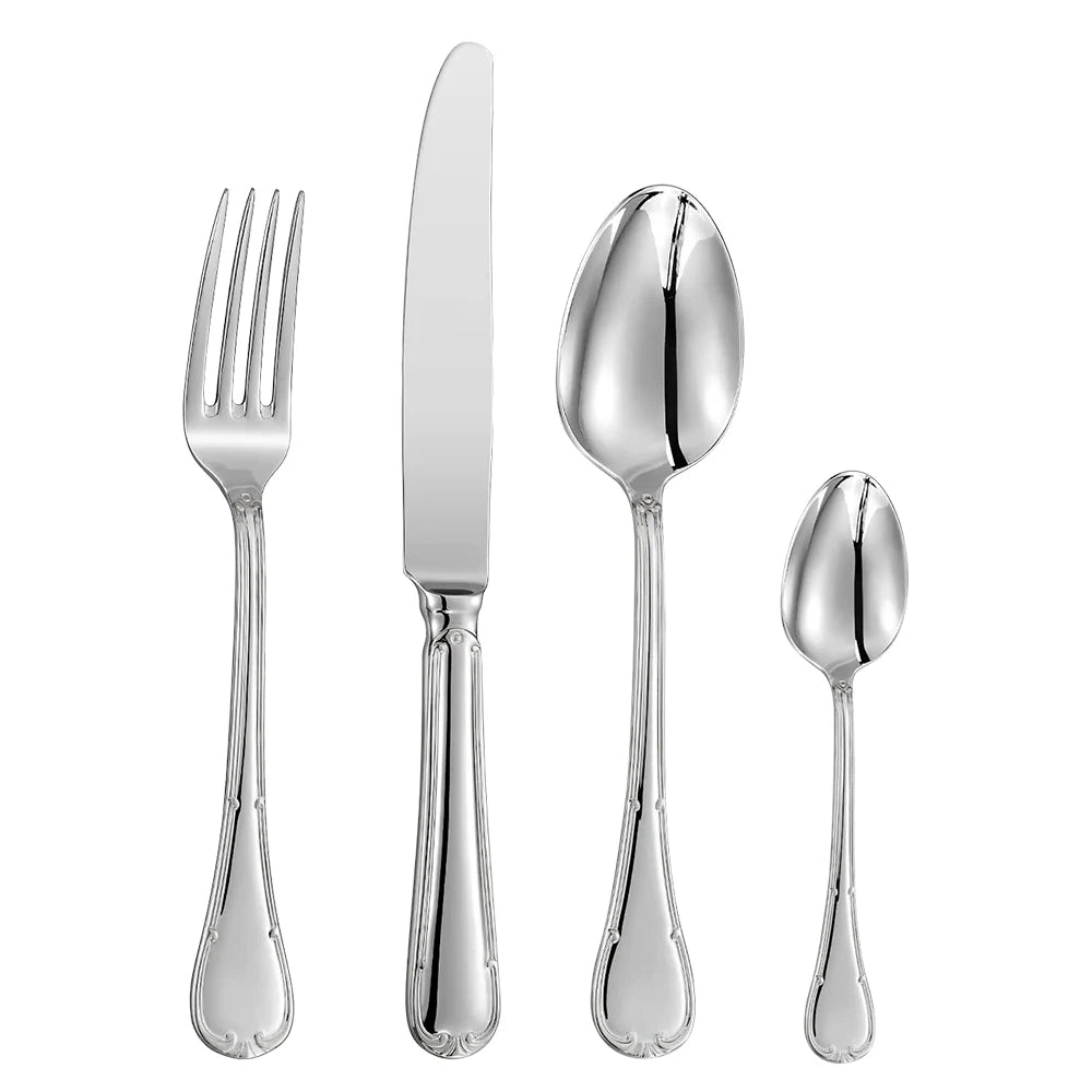 4/5/8/10/12/15/16/20/25 Piece Luxury Gold Accent Cutlery Set Stainless Steel Silverware Wedding Home Flatware Knife Fork Spoon