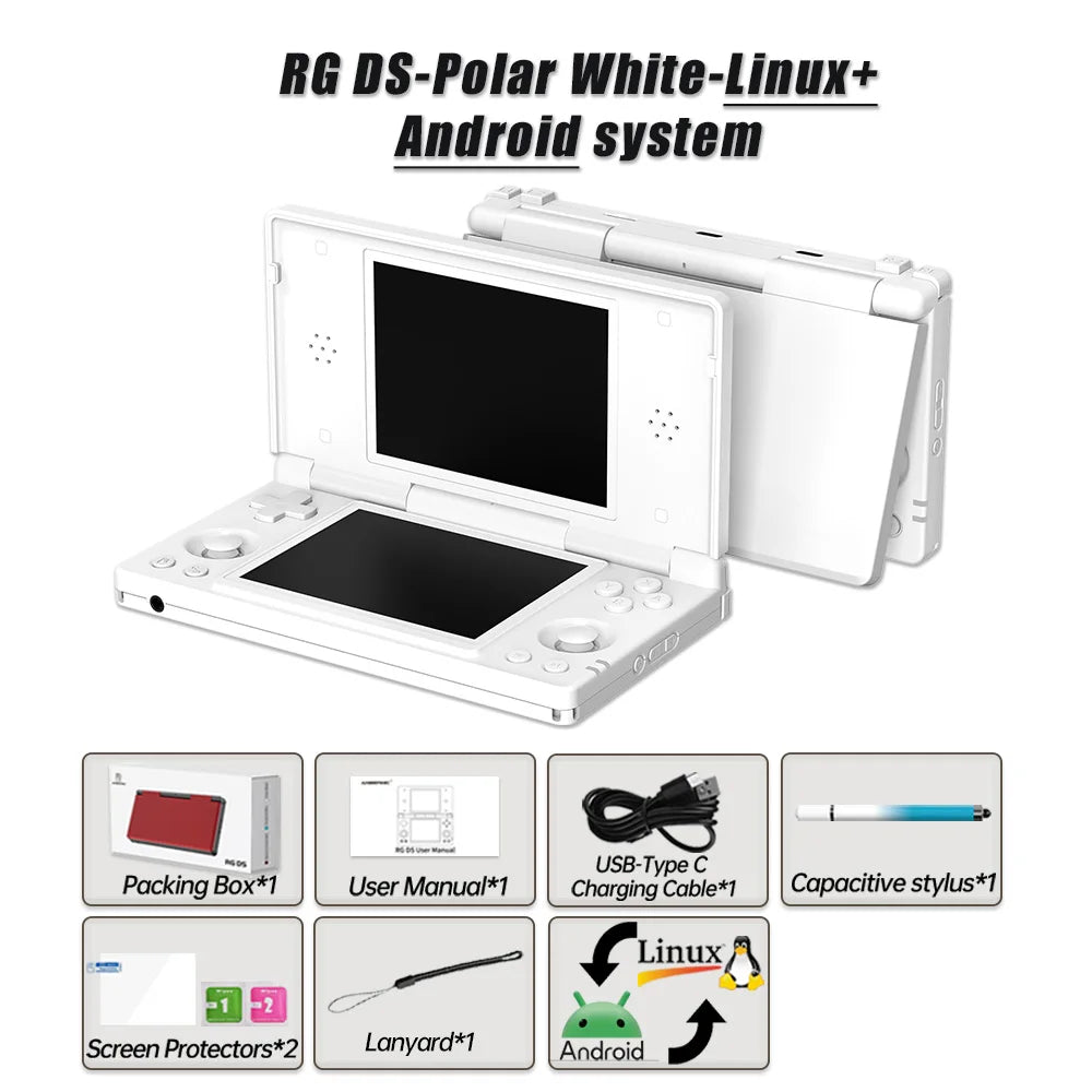 Anbernic RG DS Dual 4.0” IPS Screen Video Game Console Android 14 Support Dual Application On Split Screens & Hall-Switch Chip