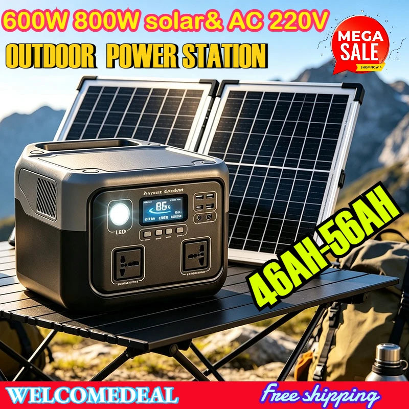 New 800W 716.8WH Portable Power Station 600W/800W Solar Generator Backup Power Bank for Outdoor Camping Home Emergency RV Travel