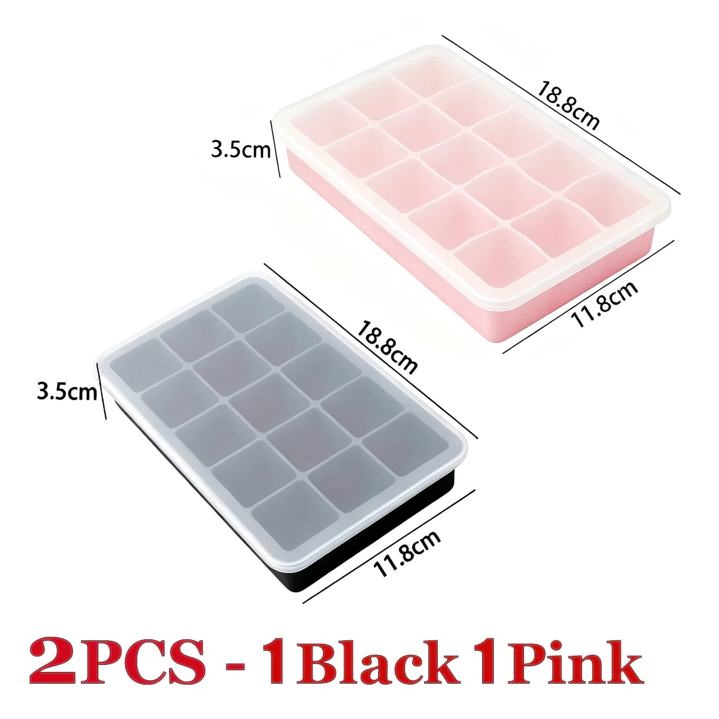 15 Grids Ice Cube Trays 100% Food Grade Silicone Ice Molds Easy Release Flexible Ice Cubes Mould with Lid for Whiskey Cocktail