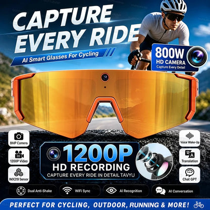 World Premiere 2026 New AI Camera Glasses 4K 60FPS HD Shooting Bluetooth Call Voice Assistant UV400 Sports Smart Glasses Cycling