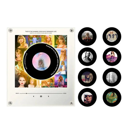 Transparent Acrylic NFC Music Rotating Disc Magnetic Refrigerator Sticker Luminous Night Light Sensor Automatic Player Gifts