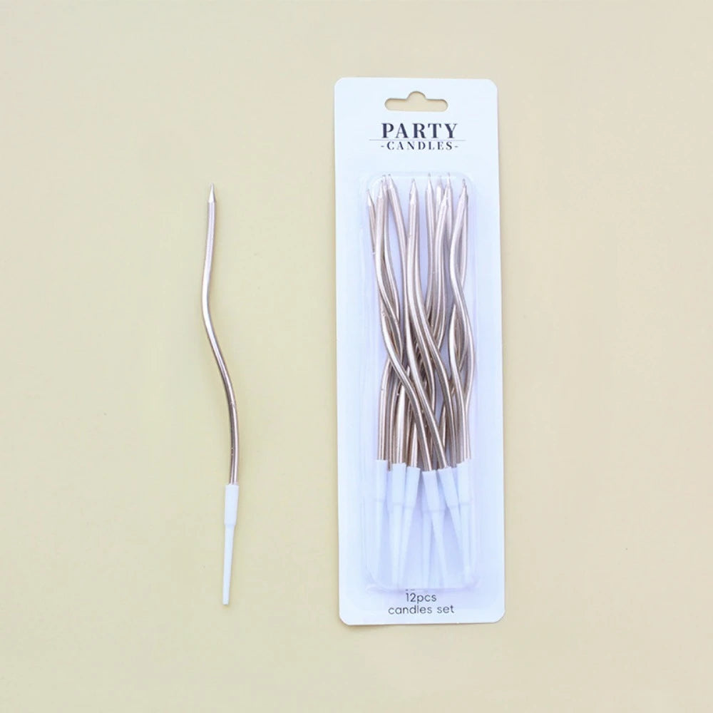 6/12/48pcs Birthday Candles Spiral Cake Candles  Long Thin Cake Candles For Wedding Party And Cake Decoration